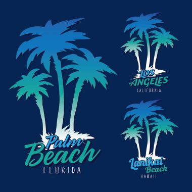 Beach palm tipografi, t-shirt grafiği