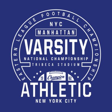 Futbol atletik spor tipografi, t-shirt grafiği