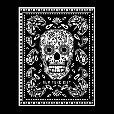 Kafatası bandana illüstrasyon