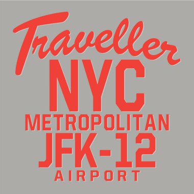 New York city Havaalanı tipografi, t-shirt grafiği