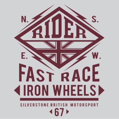 Motor tipografi, t-shirt grafik yarış