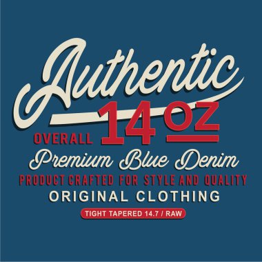 Vintage denim tipografi, t-shirt grafiği