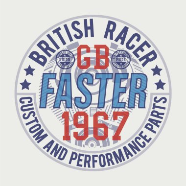 yarış motosiklet İngiliz tipografi, t-shirt grafiği