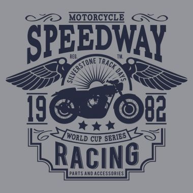 İngiliz motosiklet tipografi, t-shirt grafik yarış