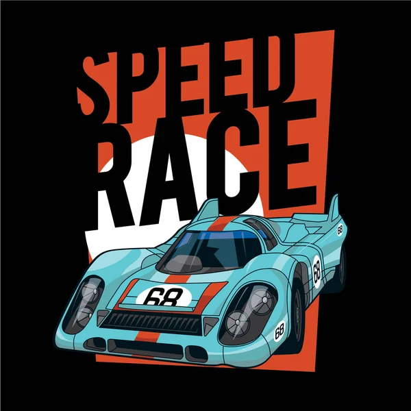 Wyścigów Prędkość Samochodu Typografii Shirt Grafiki — Wektor stockowy