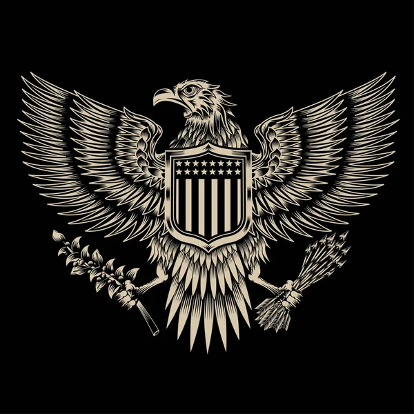 Eagle Usa Escudo Tipografía Camiseta Gráfica — Archivo Imágenes Vectoriales