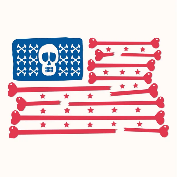 Crânio ossos América bandeira ilustração — Vetor de Stock