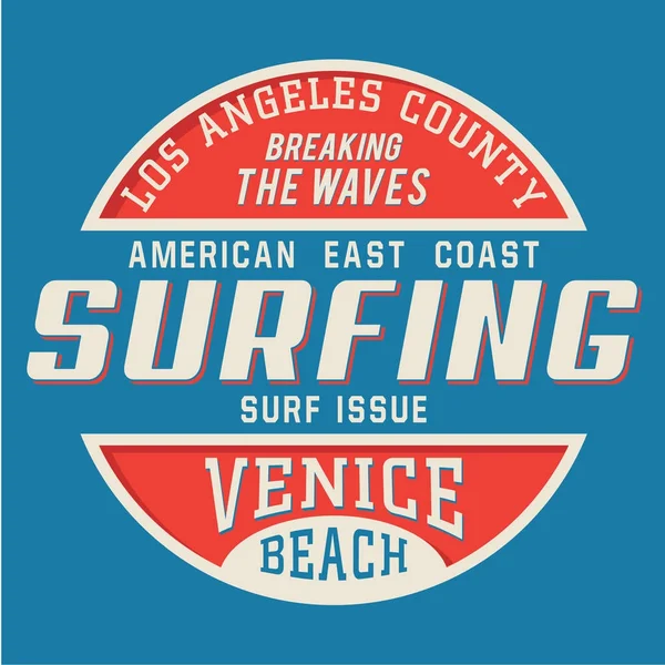 Tipografía Surf Venice Gráfico Camiseta — Vector de stock