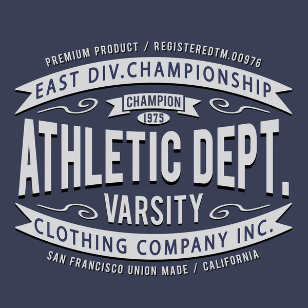 Sport Athlétique Typographie Collège Shirt Graphique — Image vectorielle