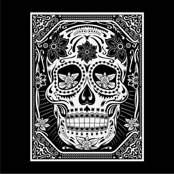 Skull flowers illustration, typography, t-shirt graphic