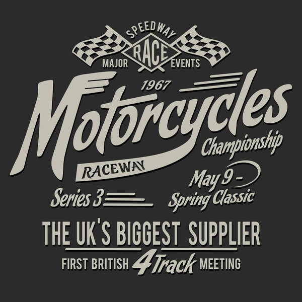 British vintage motorcycle typography, t-shirt graphic
