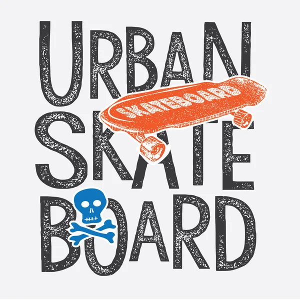 Sportowe skate zarządu czaszki typografii — Wektor stockowy