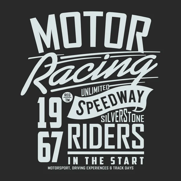 Vintage Motorsport Tipografia Shirt Grafica — Vettoriale Stock