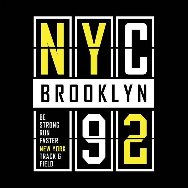 Brooklyn Sport Typografie Shirt Afbeelding Draaien — Stockvector