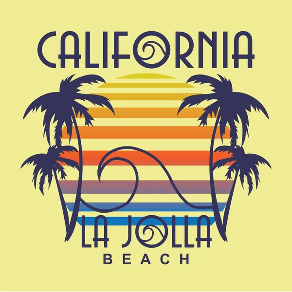 California Beach Typografii Shirt Grafiki — Wektor stockowy