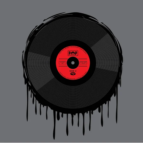 Müzik Kayıt Disk Illüstrasyon Shirt Grafiği — Stok Vektör