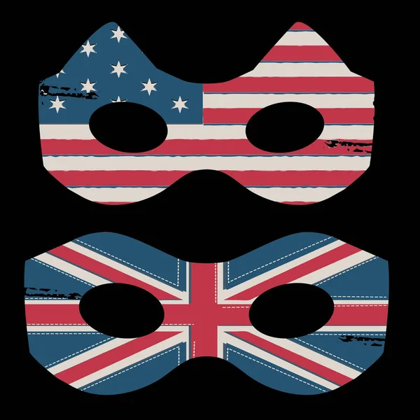 Σημαία Αμερικής Και Σημαία Αγγλίας Μάσκας Γραφικό Shirt — Διανυσματικό Αρχείο