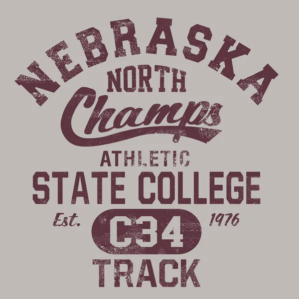 Nebraska State College Typography Shirt Graphic — Stock Vector