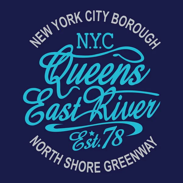 New York Queens Typografie — Stockvektor
