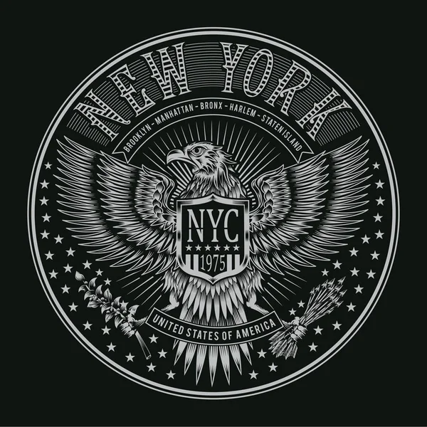 Aigles New York Typographie Shirt Graphique — Image vectorielle