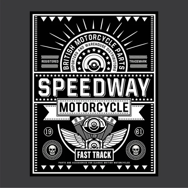 Motor Speedway Typografie Shirt Afbeelding — Stockvector