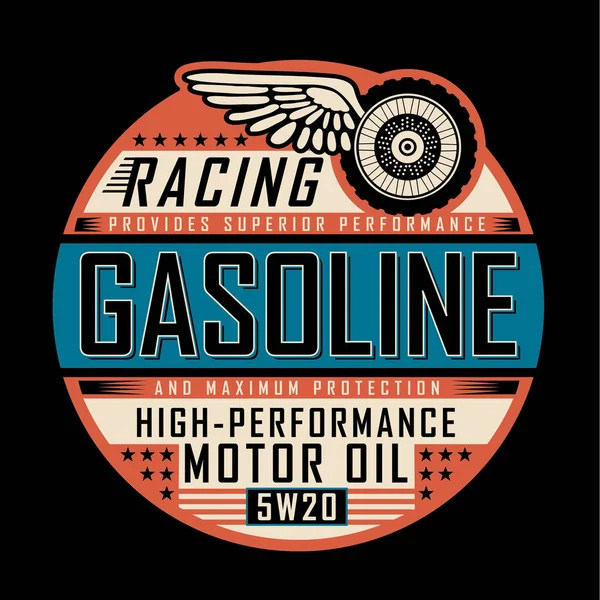 Racing Bensin Motor Typografi Shirt Grafik — Stock vektor