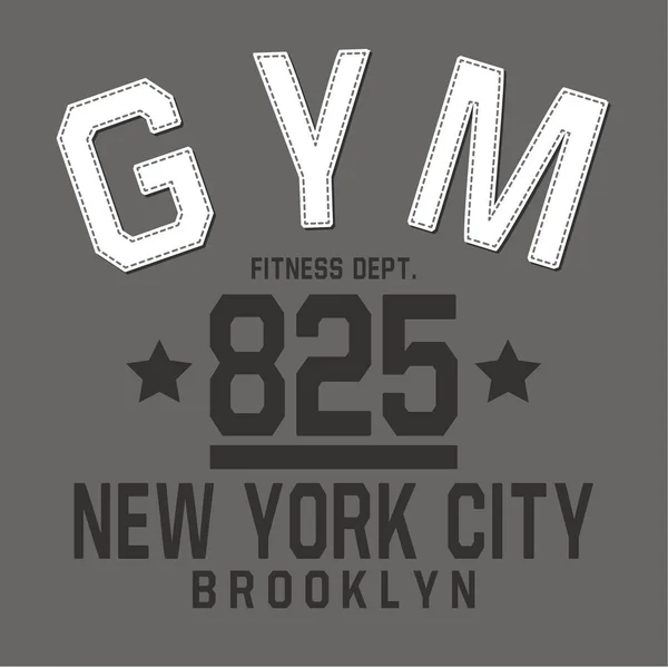 Fitness Nueva York Tipografía Camiseta Gráfica — Vector de stock