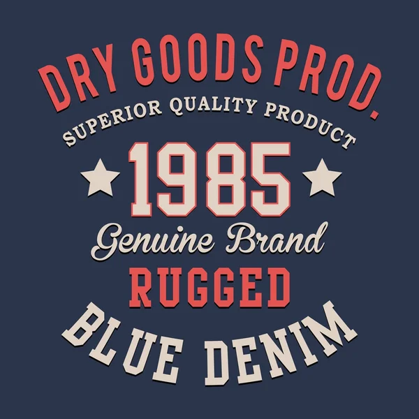 Vintage Denim Typografii Shirt Grafiki — Wektor stockowy