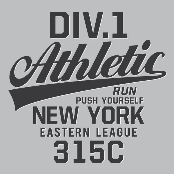 Tipografía Atlética Nueva York Gráfico Camiseta — Archivo Imágenes Vectoriales