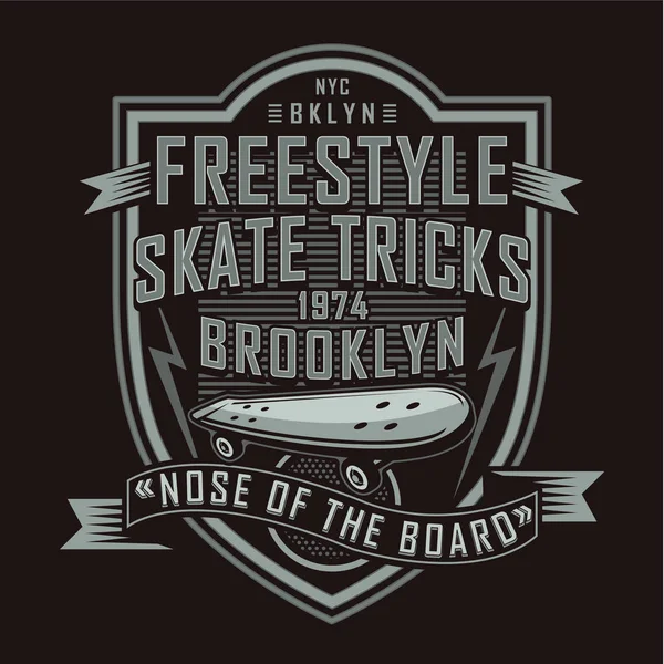 Skate Board Tipografía Estilo Libre Gráfico Camiseta — Vector de stock