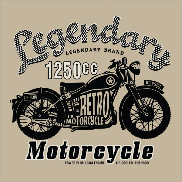 Motocykl Retro Vintage Grafika Ilustracja Shirt — Wektor stockowy