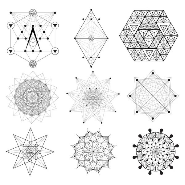 Świętej Geometrii Alchemia Religia Filozofia Duchowość Hipster Symboli Elementy — Wektor stockowy