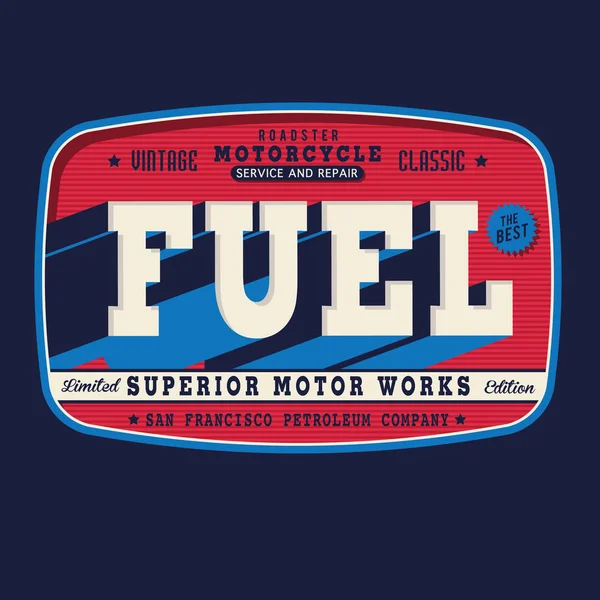 Tipografia Combustível Motocicleta Gráfico Shirt —  Vetores de Stock