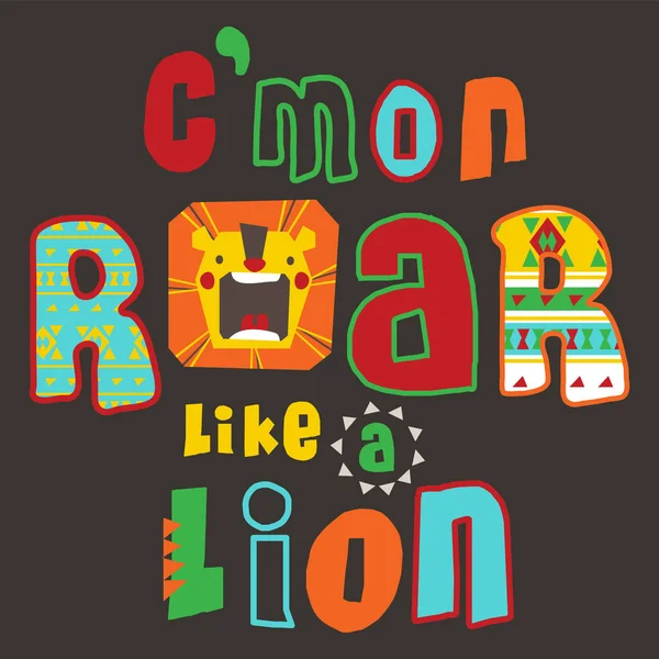 Typografie Design Met Lion Shirt Afbeeldingen Leuke Graphics Voor Kids — Stockvector