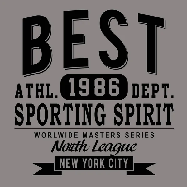 Tipografía Deportiva Espíritu Gráfico Camiseta — Vector de stock