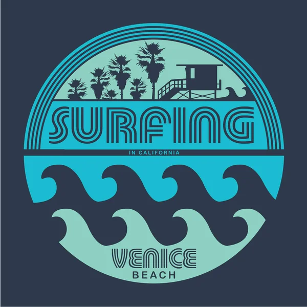 Surfen Typografie Shirt Afbeelding — Stockvector