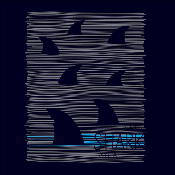 Köpekbalığı illüstrasyon, tipografi. — Stok Vektör
