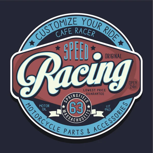 Motorcykel racing sport typografi — Stock vektor