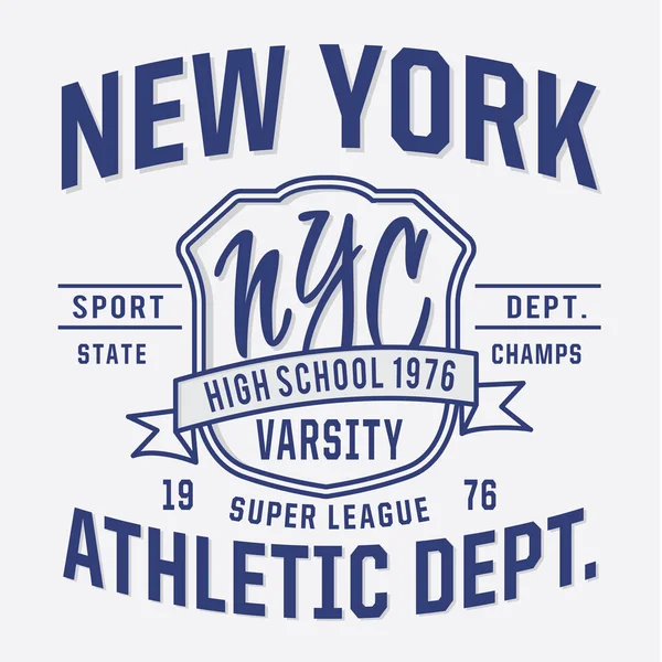 Tipografía Atlética Nueva York Gráfico Camisetas — Archivo Imágenes Vectoriales
