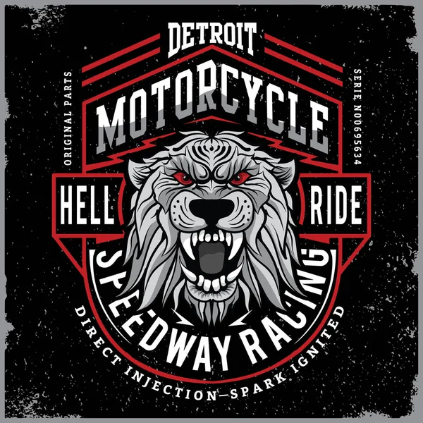 Motorrad Shirt Grafik Design Mit Typografie Ein Wilder Tiger Brüllt — Stockvektor