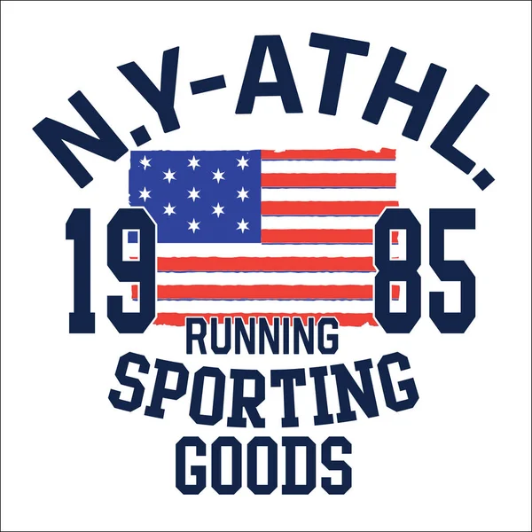 Tipografía Atlética Nueva York Gráfico Camiseta — Archivo Imágenes Vectoriales
