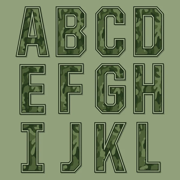 Typografie Des Militärischen Alphabets Shirt Grafik — Stockvektor