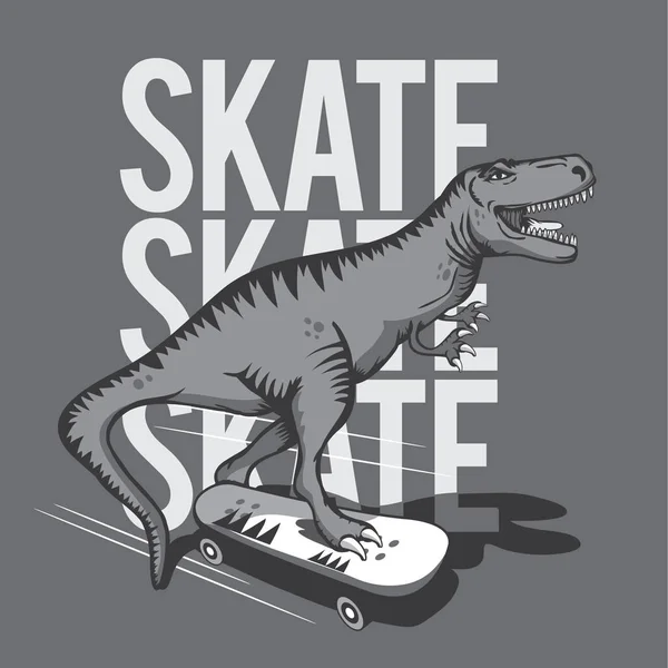 Tipografia Skate Board Dinosauro Grafica Shirt — Vettoriale Stock