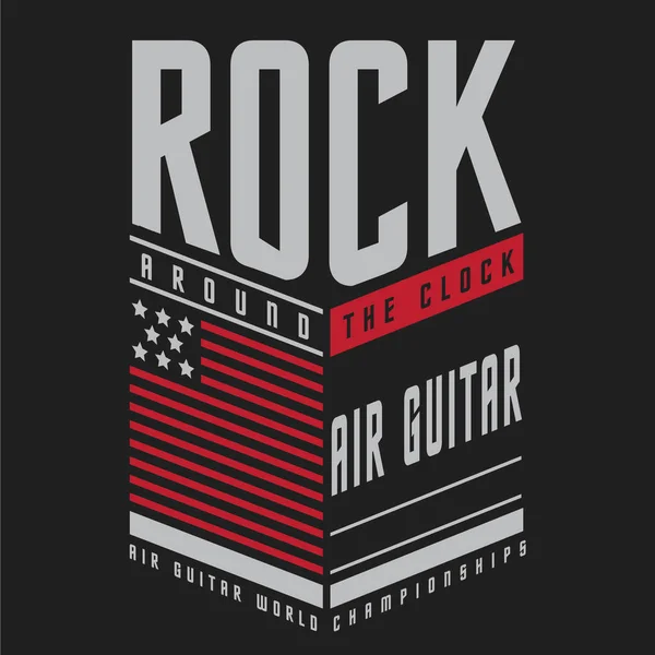 Rock Música Guitarra Tipografía Camiseta Gráfica — Vector de stock