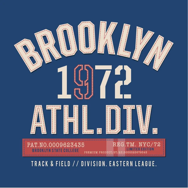 Atletisk Sport Brooklyn Typografi Tee Shirt Grafik — Stock vektor