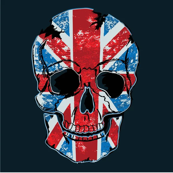 Crâne Illustration Drapeau Britannique Shirt Graphique — Image vectorielle