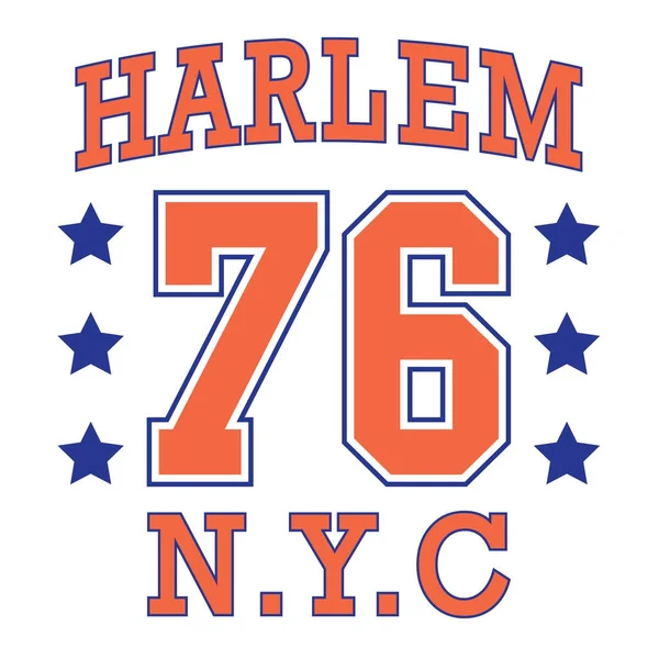 New York Harlem College Typografie Shirt Grafik — Stockvektor