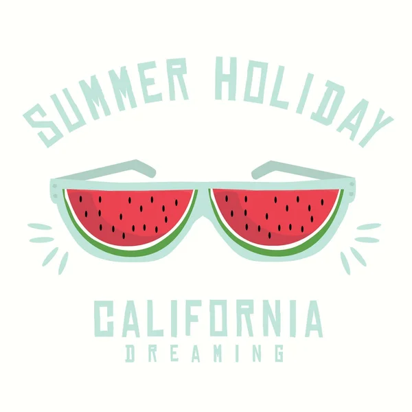 Vodní meloun sluneční brýle typografie — Stockový vektor