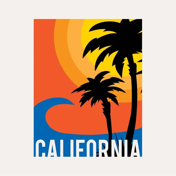 Tipografía Playa California Gráfico Camiseta — Vector de stock