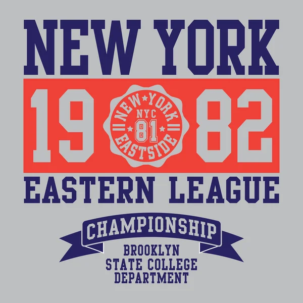 Atletisk sport New York typografi — Stock vektor